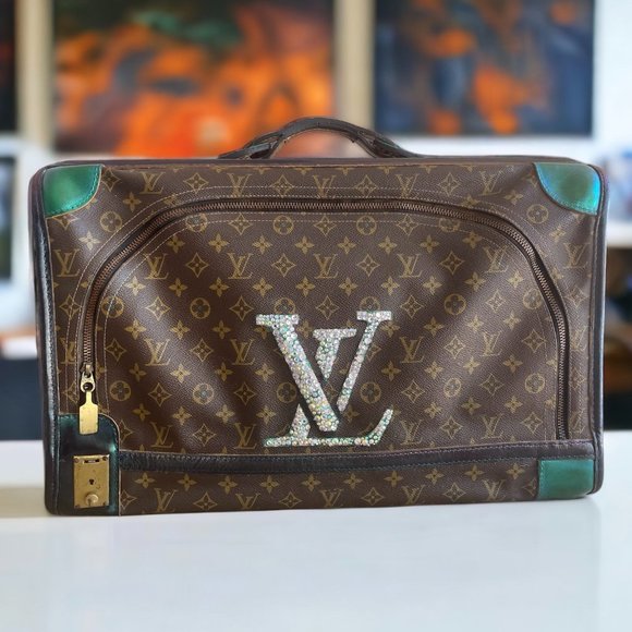 LOUIS VUITTON Authentic Custom Large Suitcase Vintage Artist 1 of a Kind Bag LV - Picture 1 of 15
